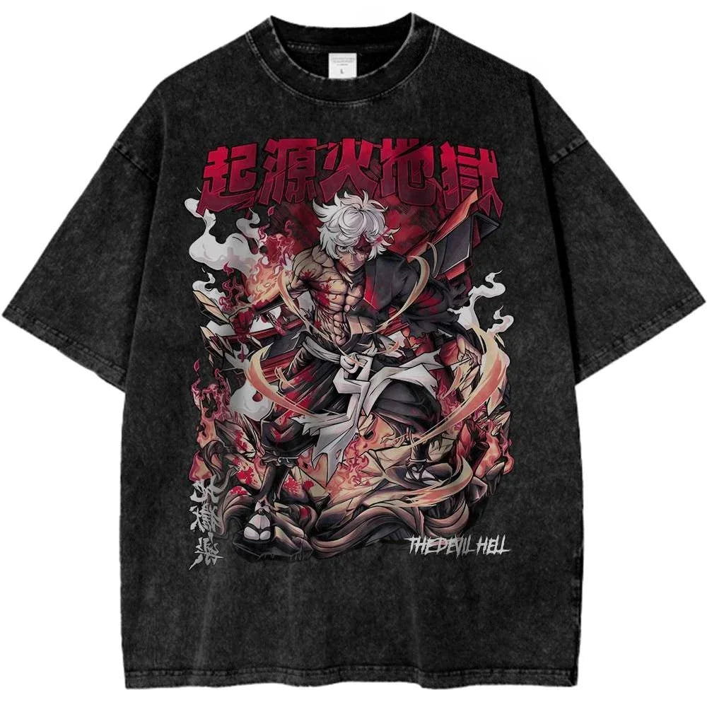 Hell's Paradise: Gabimaru  Vintage Anime T-Shirt Mens Casual Shirt Men's 2026 Summer Fashion Oversize Street Harajuku Y2K Clothing