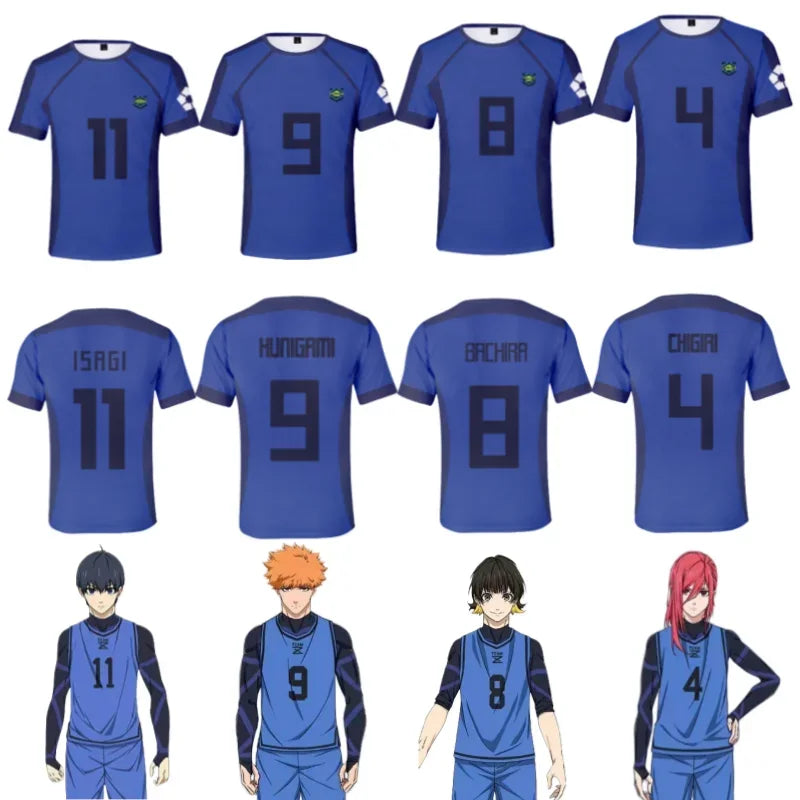 Blue Lock:  Anime Japanese Isagi Yoichi Football Jersey T-shirt Cosplay Hyoma Chigiri Meguru Bachira Tee Original Children Clothes