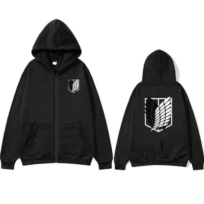 Attack on Titan: High-Quality Fashion Trendy Anime Print Zipper Hoodie Loose Comfortable Classic Sports Sweatshirt
