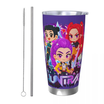 KPop Demon Hunters - Derpy  Insulated Tumbler with Lid Vacuum Thermal Mug Outdoor Travel Car Bottle Cup, 20oz