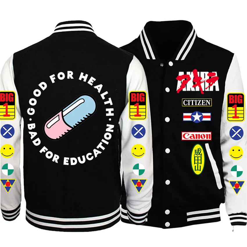 Anime Akira Print Baseball Uniform Men's 90s Manga Kaneda Shotaor Cosplay Graphic Sweatshirts Streetwear Jacket Unisex Tops