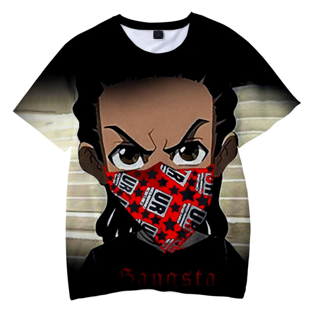 The Boondocks:  3D T-shirt O-Neck Men's Tshirt Women Short Sleeve Casual Harajuku Streetshirt Unisex Oversized Clothes
