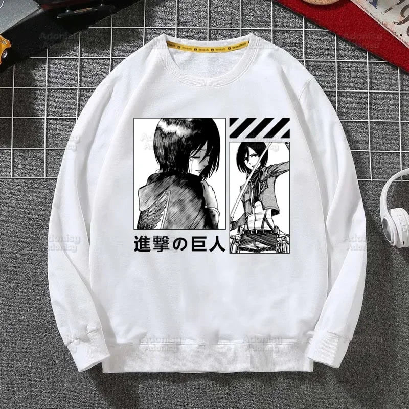Attack on Titan Fleece Sweatshirts Harajuku Streetwear Autumn Spring Shingeki No Kyojin Anime O Neck Pullover Hoody Mens
