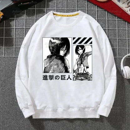 Attack on Titan Fleece Sweatshirts Harajuku Streetwear Autumn Spring Shingeki No Kyojin Anime O Neck Pullover Hoody Mens