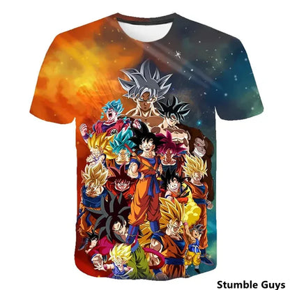 Dragon Ball: Men's 3D Printed Cartoon Tshirt Anime Z Tshirt Summer Harajuku Men Goku Clothes Super Saiya Short Sleeve T-shirt