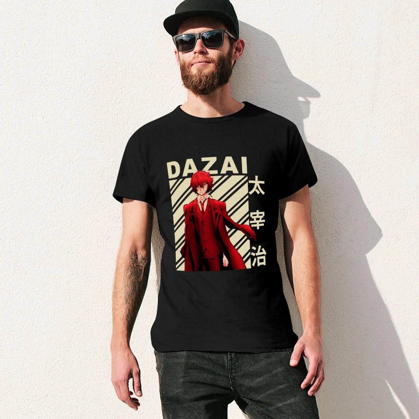 Bungo Stray Dogs: Dazai Osamu Vintage Art T-Shirt anime blacks heavy weight