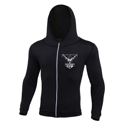 Baki: Print Fitness Running Jackets for Men Sports Athletic Hooded Coats Quick Dry Stretch Outwear Long Sleeve Zip Up Tops