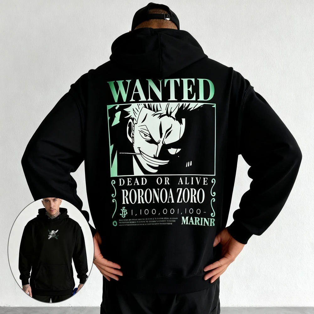 One Piece: Japanese  Print Hoodie Roronoa Zoro Graphic Hoodies Long Sleeve Pullover Sweatshirt Y2K Harajuku Clothing