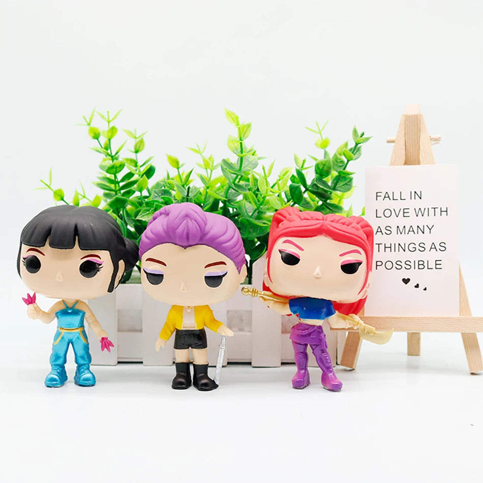 Kpop Demon Hunters Figure Cartoon Kawaii Tiger Rumi Mira Zoey Action Figure PVC Desk Decoration Model Doll Toy Kids Gift