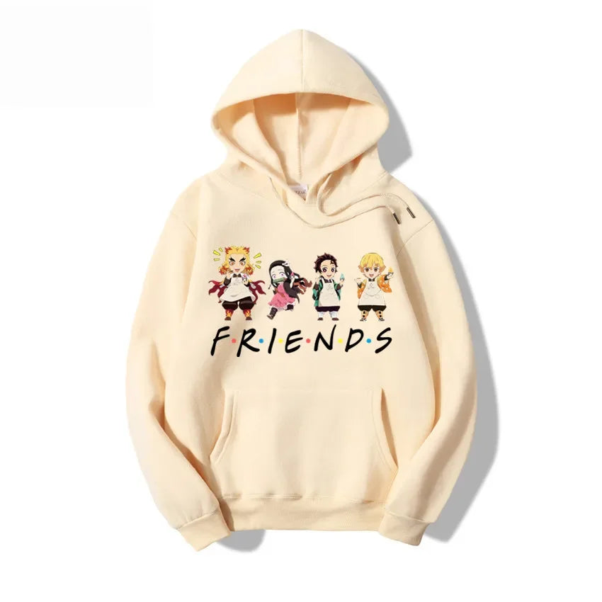 Demon Slayer: Friends Printed Hoodies Cotton Casual Pullover Unisex Sweatshirts Men