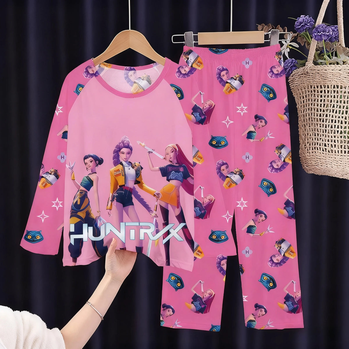 KPop Demon Hunter: New Spring Pijamas Long Sleeve Print Cartoon Hunter Pajamas Set Kids Boys Girls Sleepwear Nightwear Homewear Clothes Set