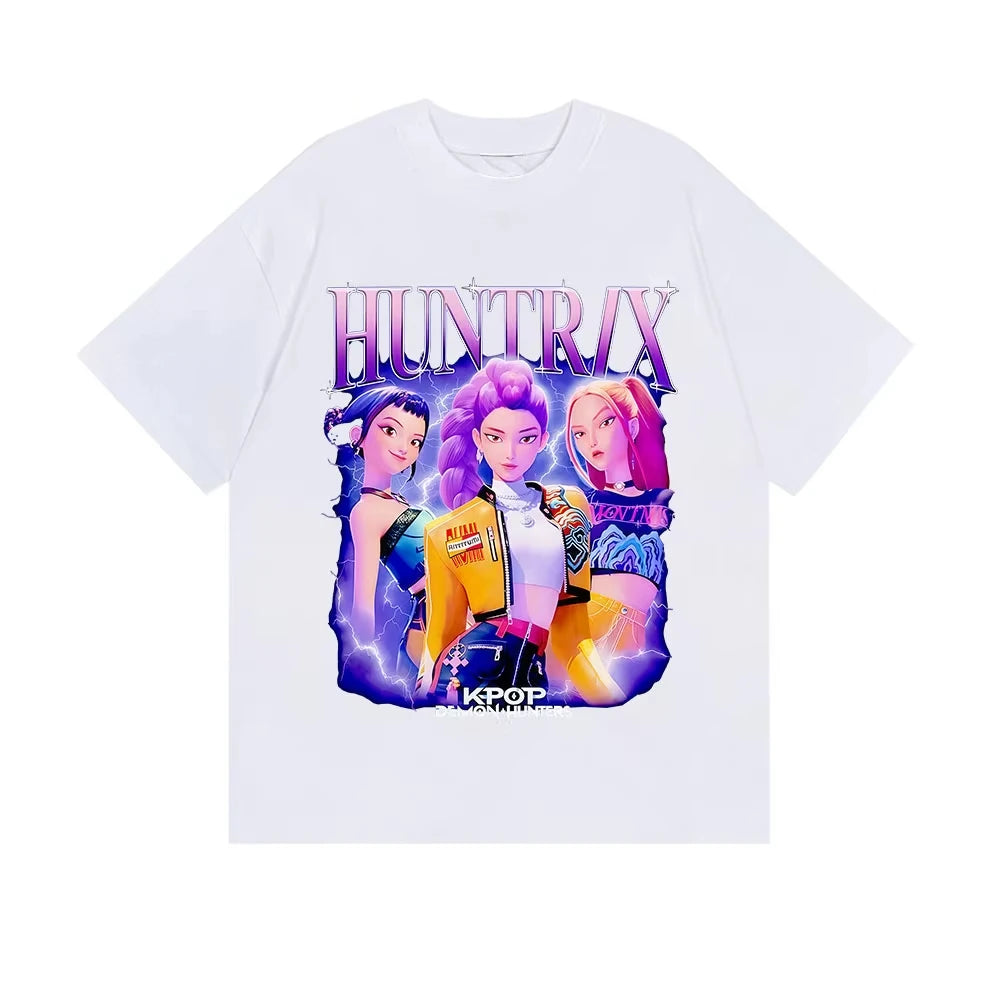 Huntrix Kpop Demon Hunters Movie 2025 Graphics T Shirts Men Women's High Quality Fashion Oversized Cotton T-shirt Harajuku Tops