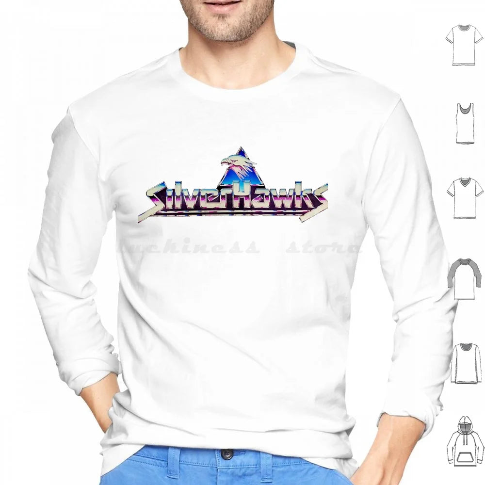 Silverhawks: Logo Hoodies Long Sleeve Thundercats 80s Retro He Man Cartoon Thundercat Vintage Cartoons Silverhawks