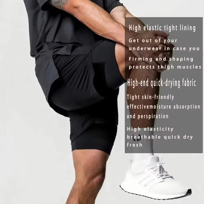 Dragon Ball:  Men's Shorts Double Layer 2-in-1 Shorts Vegeta Japan Anime 2026 Summer Quick-Drying Fake Two-piece Sports Shorts Y2k