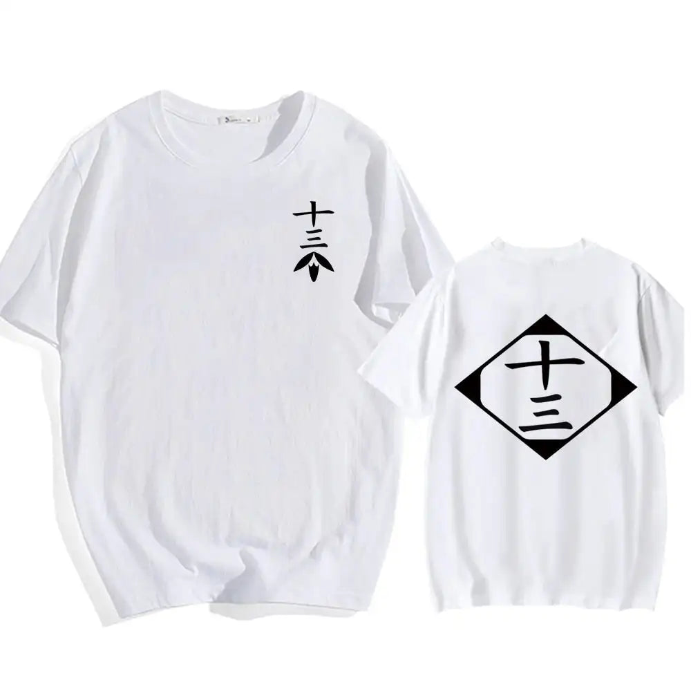 Bleach: Soul Society  Print T-shirt  Oversized Casual Cotton Black and White Short Sleeves Men's Clothing