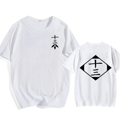 Bleach: Soul Society  Print T-shirt  Oversized Casual Cotton Black and White Short Sleeves Men's Clothing