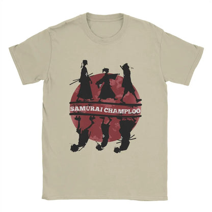 Samurai Champloo: Walk Fuu Mugen Jin T Shirts for Men Cotton Awesome T-Shirts Round Neck Tees Short Sleeve Clothes Birthday Gift