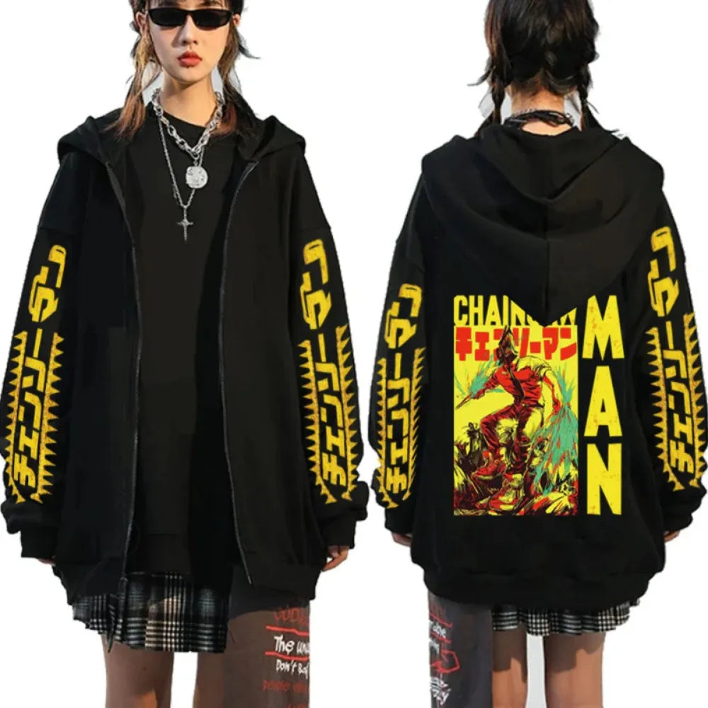 Chainsaw Man: Men's and Women's Zipper Coats Hoodies Sweaters Long-sleeved Jackets Denji Anime Spring and Autumn New Trendy Tops