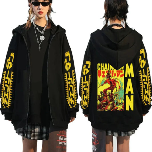 Chainsaw Man: Men's and Women's Zipper Coats Hoodies Sweaters Long-sleeved Jackets Denji Anime Spring and Autumn New Trendy Tops