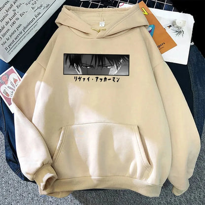 Attack On Titan: Hoodies Levi Ackerman Printed Tops Casual Harajuku Sweatshirts Loose Pullover