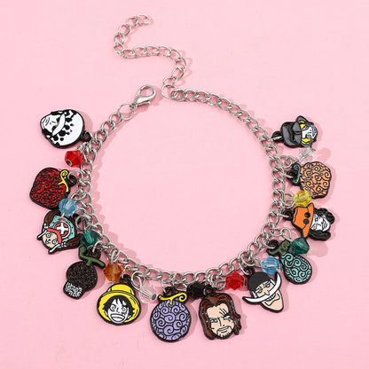 One Piece: Bracelets Anime Cartoon Monkey D. Luffy Pirate Pendant Chains Fashion Charms Bracelet for Women Jewelry Party Gifts