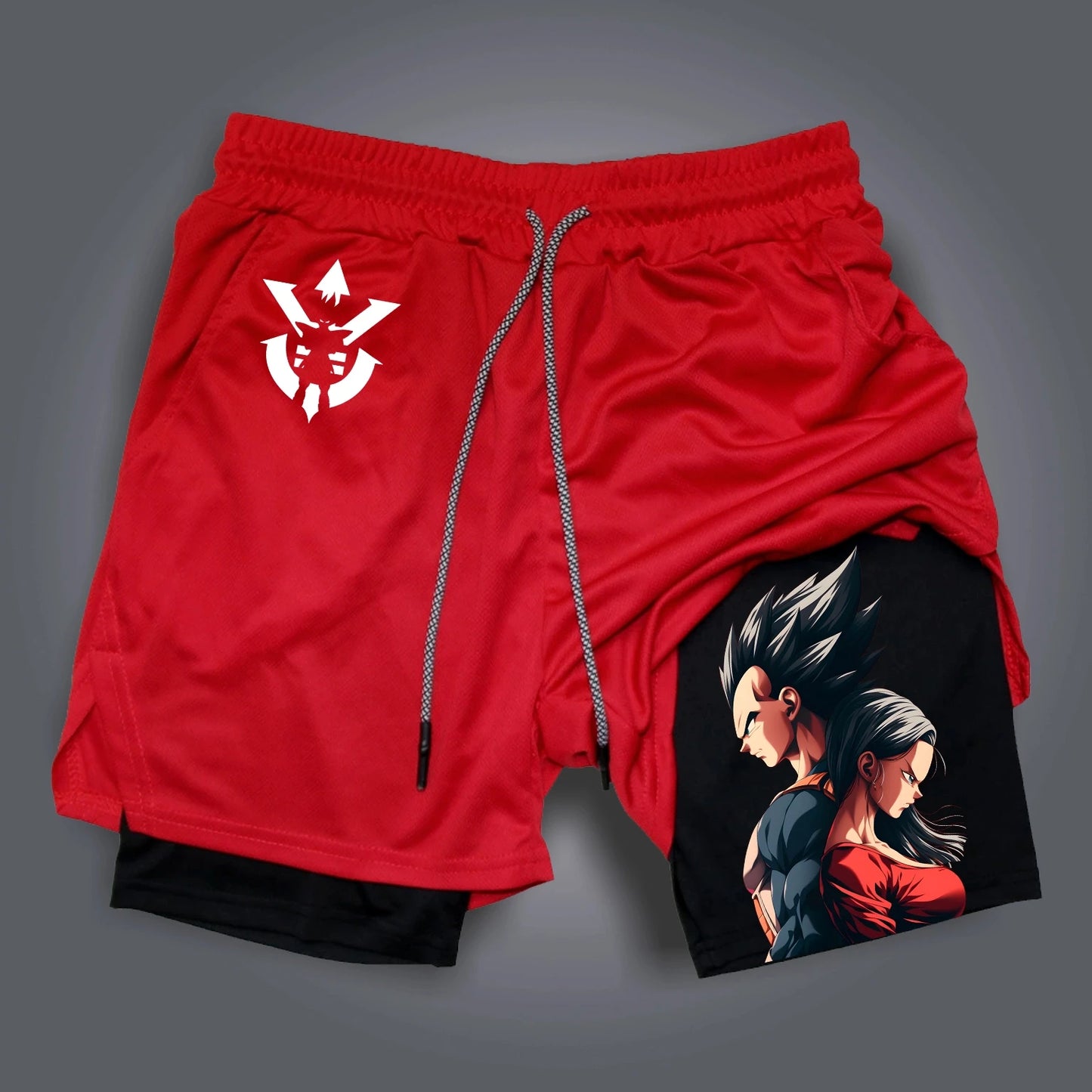 Dragon Ball: GOKU Vegeta Anime Printed Double Layer Shorts 2026 American Summer Men's and Women's Quick Dry Fashion Sports Shorts