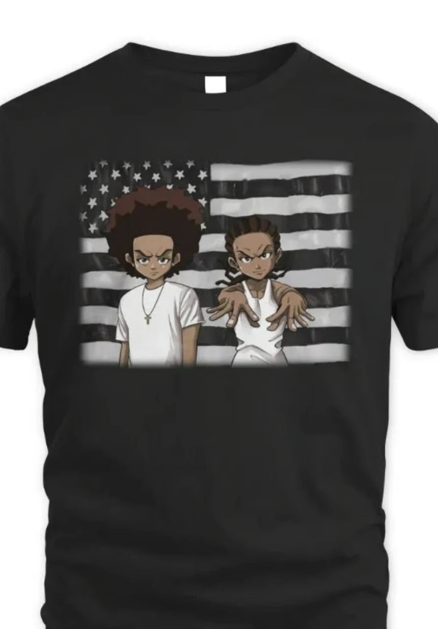 The Boondocks: Fashion Casual Printed T-Shirt Crew Neck Short Sleeve Cotton T-Shirt