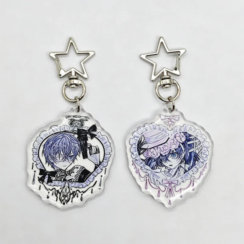 Black Butler: Ciel Phantomhive Elizabeth Midford Cosplay Keychain Acrylic Pendant Keyring 1 Pair Key Chain Bag Accessories