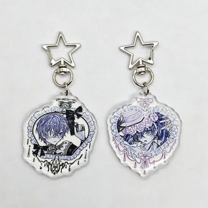 Black Butler: Ciel Phantomhive Elizabeth Midford Cosplay Keychain Acrylic Pendant Keyring 1 Pair Key Chain Bag Accessories