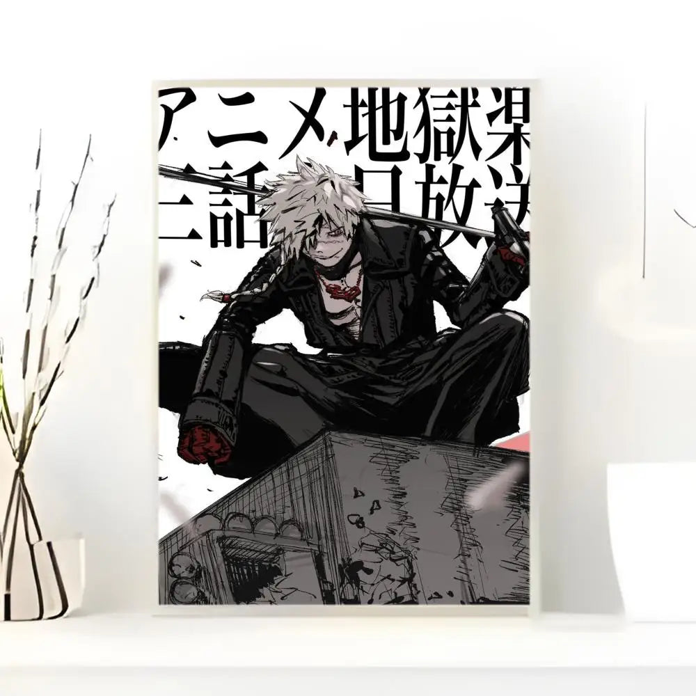 Hell's Paradise: Classic anime  Poster  Self-adhesive Art Waterproof Paper Sticker Coffee House Bar Room Wall Decor