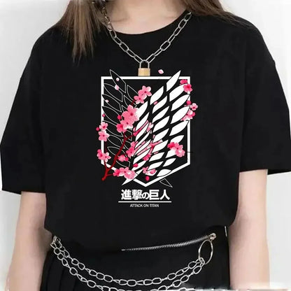 Attack on Titan: Graphic Print Harajuku T Shirt Casual Fashion Short Sleeve T-Shirt Women Graphic T Shirts