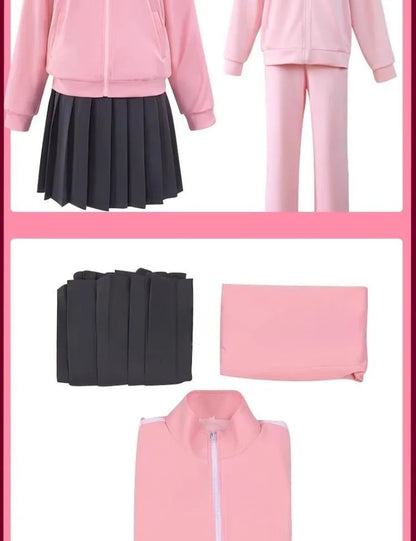 Bocchi The Rock:  Cosplay Gotoh Hitori Costume The Rock Pink School JK Uniform Sportswear Coat Skirt Full Set for Women Girls
