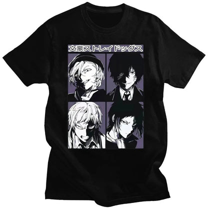 Bungo Stray Dogs: Short Sleeve Anime  Men T Shirt Punk High Street T-shirt Tops