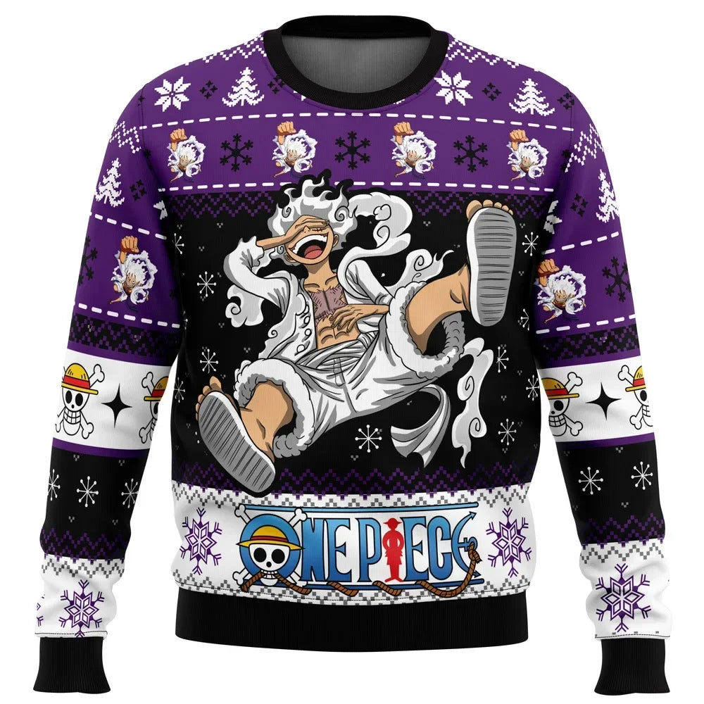 One Piece: Luffy Christmas One Piece Ugly Christmas Sweatshirt Cartoon Japan Anime Men Women Pullover Kawaii Tops Couple Hoodie