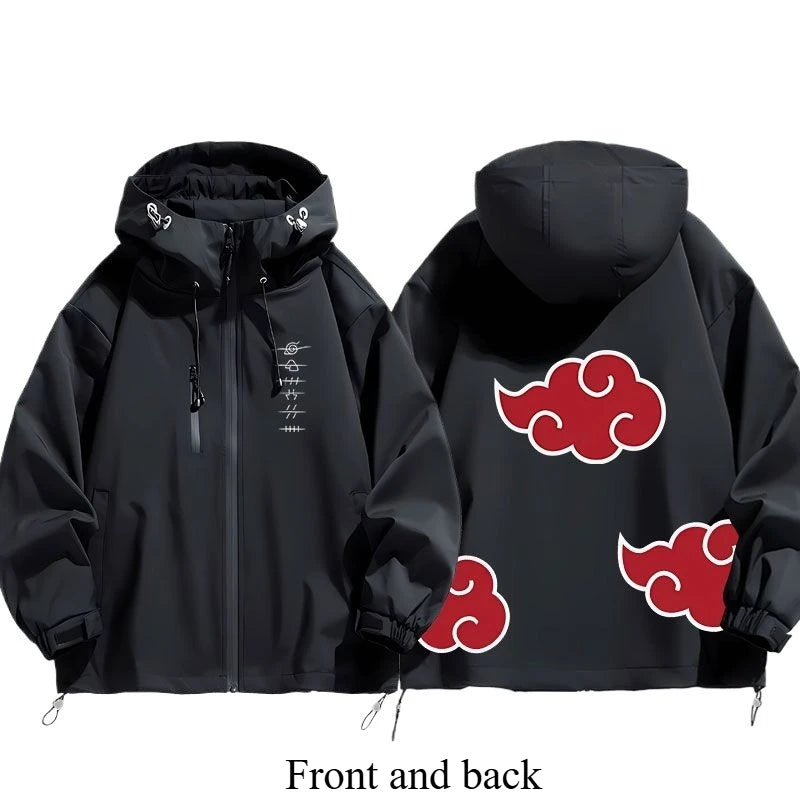 Naruto: Shippuden Akatsuki Organization Cartoon Jacket 2D Student Couple Hooded Coat Jacket Top Anime Peripheral Wholesale
