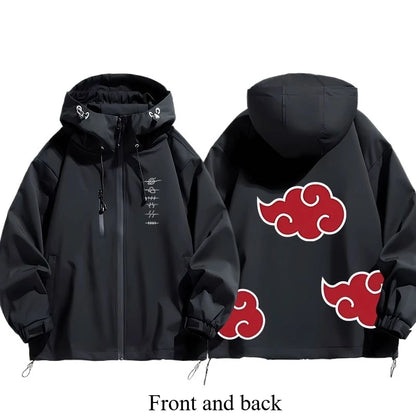 Naruto: Shippuden Akatsuki Organization Cartoon Jacket 2D Student Couple Hooded Coat Jacket Top Anime Peripheral Wholesale