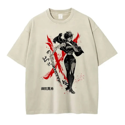 Jujutsu Kaisen: T Shirts Vintage Washed CHOSO T-shirt Oversize Short Sleeve Fushiguro Toji Gojo Saturo Itadori