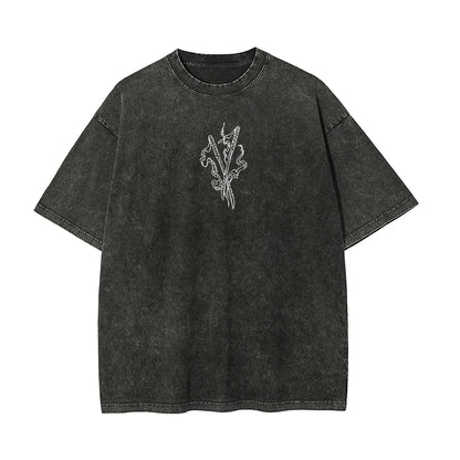 Demon Slayer: Men's Women's Washed T-Shirt Inosuke Hashibira Summer Spring Anime Tee Retro Distressed High Quality Short Sleeve