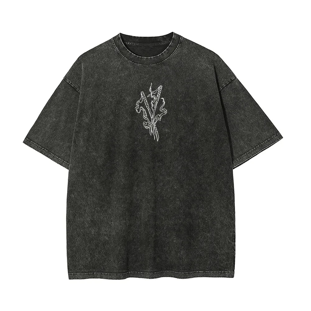 Demon Slayer: Men's Women's Washed T-Shirt Inosuke Hashibira Summer Spring Anime Tee Retro Distressed High Quality Short Sleeve