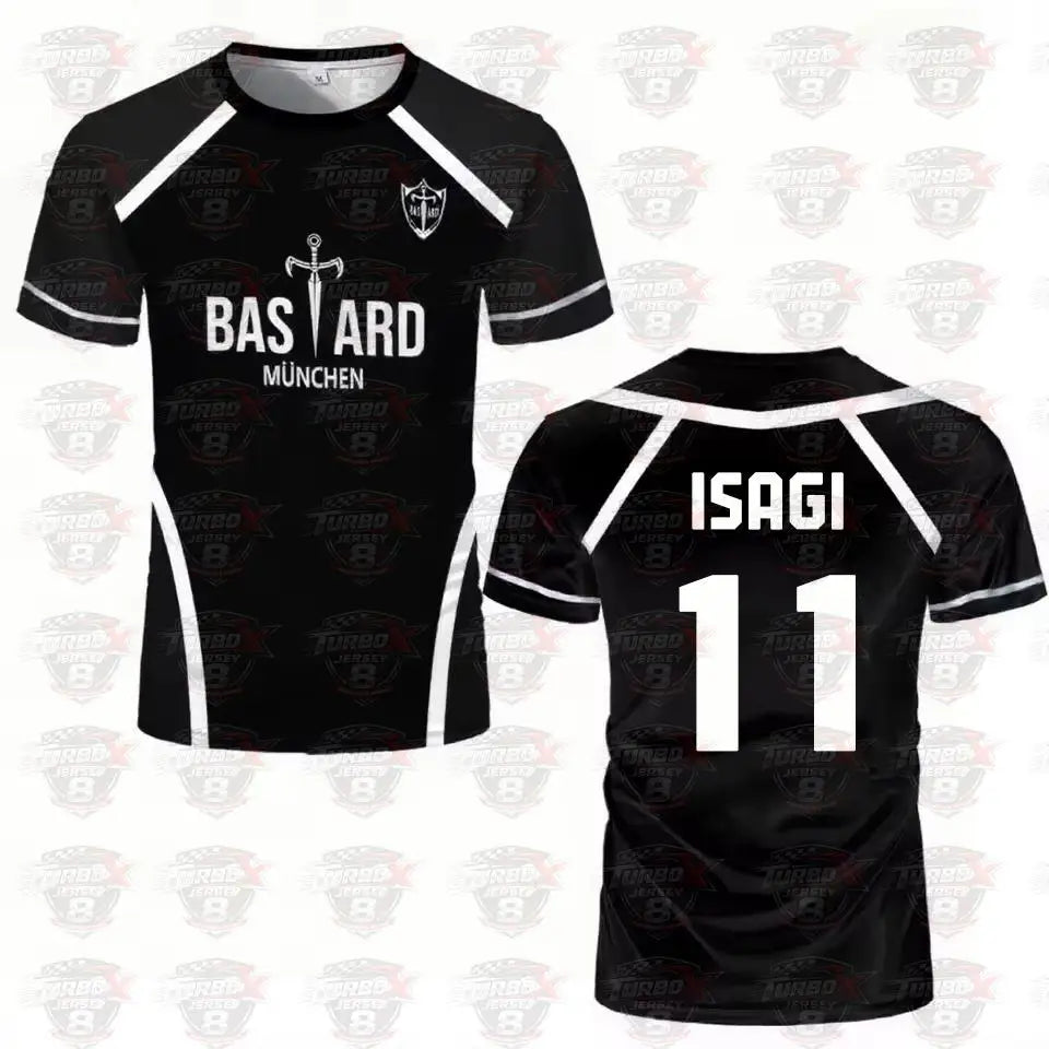 Blue Lock: Anime Shirt Black And White Maillot Men's Football T-shirt Kaiser Isagi Training Breathable Sports Men's T-shirt