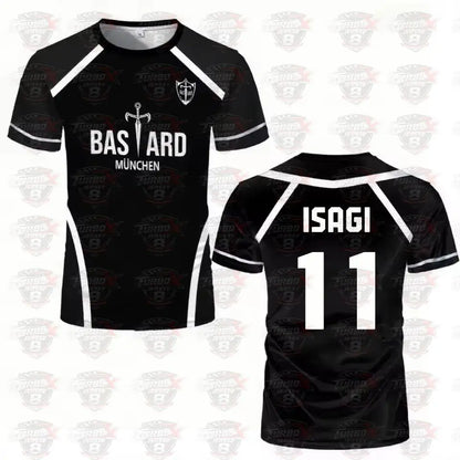 Blue Lock: Anime Shirt Black And White Maillot Men's Football T-shirt Kaiser Isagi Training Breathable Sports Men's T-shirt