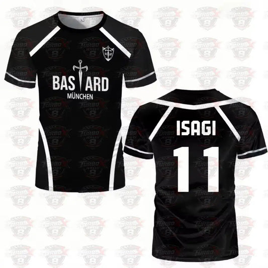 Blue Lock: Anime Shirt Black And White Maillot Men's Football T-shirt Kaiser Isagi Training Breathable Sports Men's T-shirt