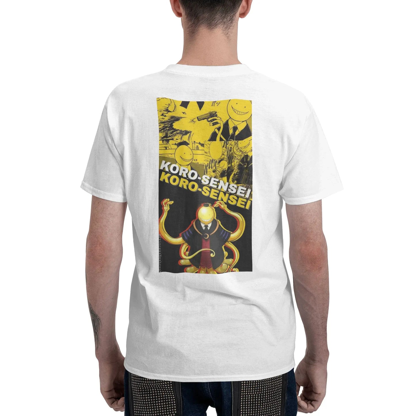 Assassination Classroom: Octopus Koro Sensei Men T-Shirt Double Sided Plus Size T Shirts Men's O-Neck Cotton Tees Short Male