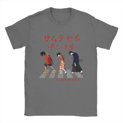 Samurai Champloo: Walking Fuu Mugen Jin T Shirts Men Pure Cotton Funny T-Shirts Round Neck Tees Short Sleeve Clothes Printed