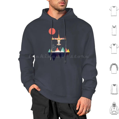 Cowboy Bebop: Swordfish Sunset Hoodie cotton Long Sleeve Sunset Geometric Space Mountains Swordfish Spike Colorful