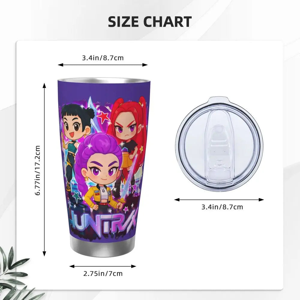 KPop Demon Hunters - Derpy  Insulated Tumbler with Lid Vacuum Thermal Mug Outdoor Travel Car Bottle Cup, 20oz