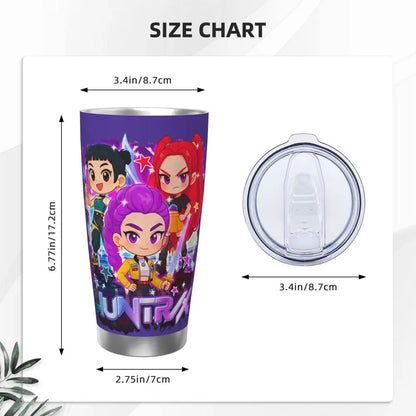 KPop Demon Hunters - Derpy  Insulated Tumbler with Lid Vacuum Thermal Mug Outdoor Travel Car Bottle Cup, 20oz