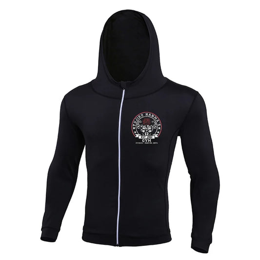 Baki: Print Fitness Running Jackets for Men Sports Athletic Hooded Coats Quick Dry Stretch Outwear Long Sleeve Zip Up Tops