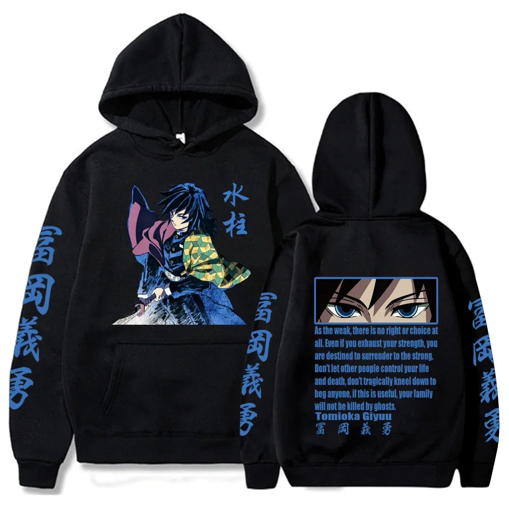 Demon Slayer: Tomioka Giyuu Japan Anime Printed Plus Size Hoodie Women Sweatshirts Winter Warm Unisex Casual Streetwear