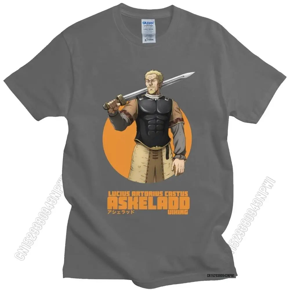 Vinland Saga: Askeladd O-Neck Cotton T-Shirt Japan Adventure Fiction Anime Manga Tee Fan Streetwear
